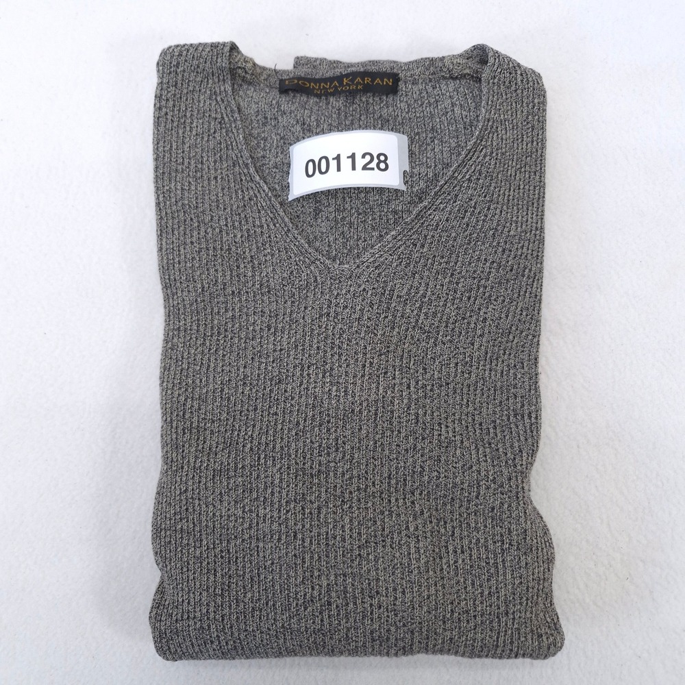 Donna Karan Vintage Gray Ribbed Knit Sweater 90s Minimalist Designer Small - Picture 10 of 10